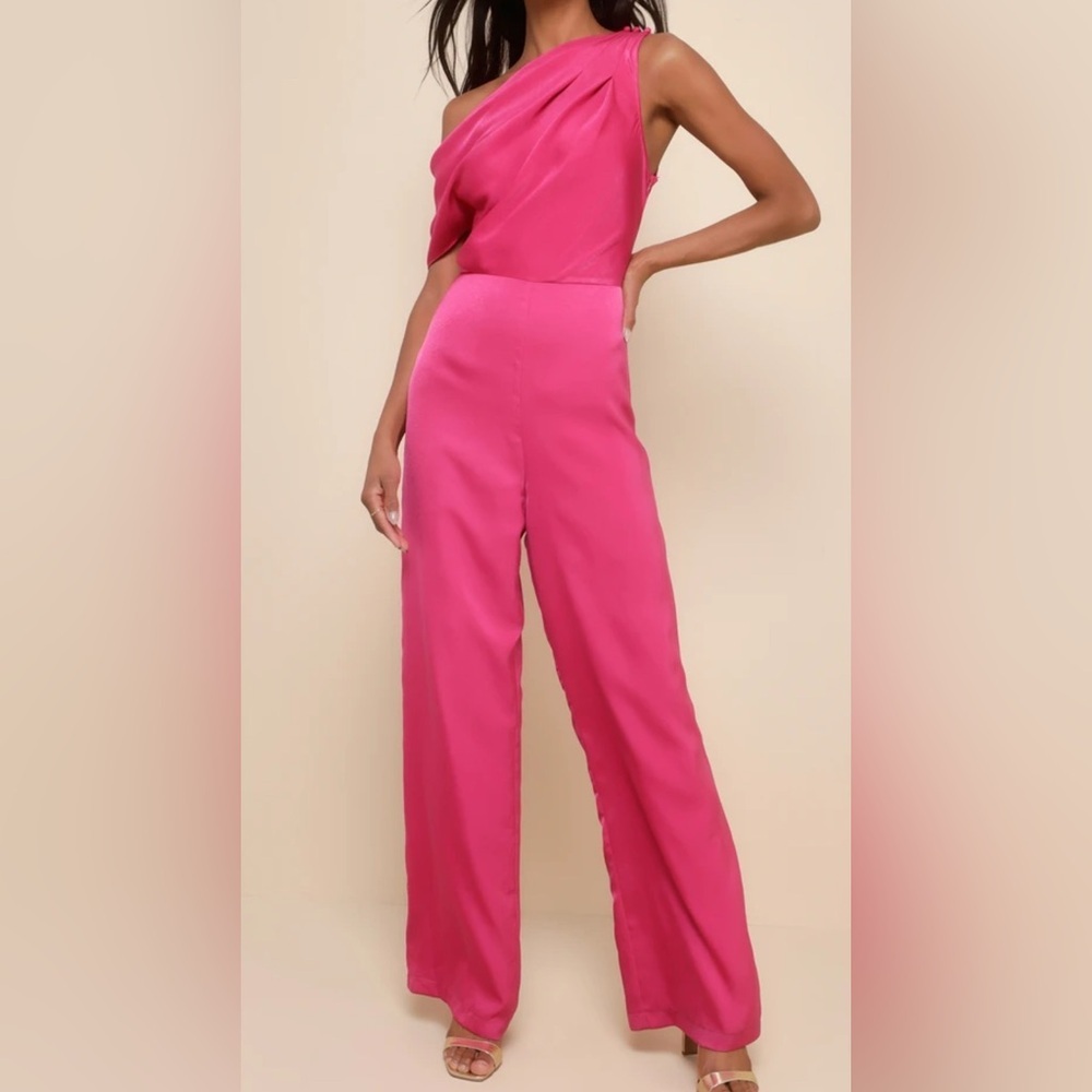 Lulus NWT Babe Energy hot pink jumpsuit, XL